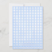 Cute Baby Blue Gingham with Bow Baby Shower Invitation (Back)