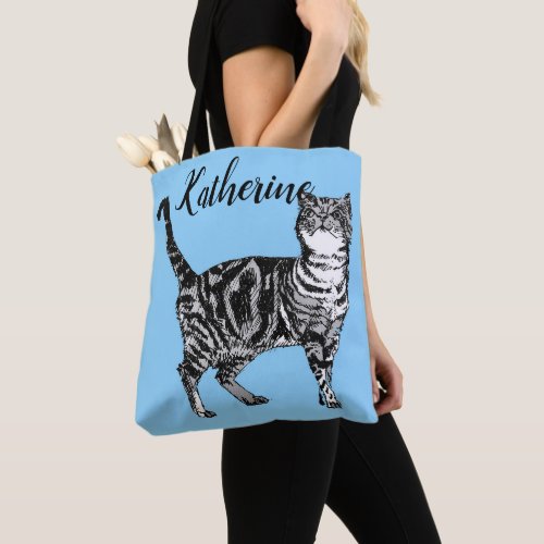 Cute Baby Blue Girls Tabby Cat cats Tote Bag