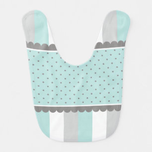 Cute Baby Blue & Gray Stripes and Polka Dots Bib