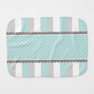 Cute Baby Blue & Gray Stripes and Polka Dots Burp Cloth
