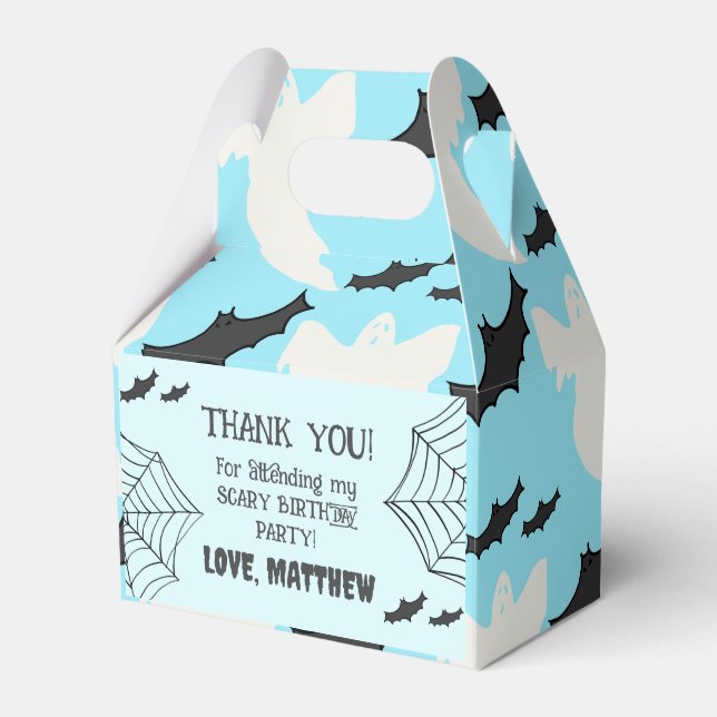 Cute Baby Blue Halloween Birthday Party Favor Box (Front Side)