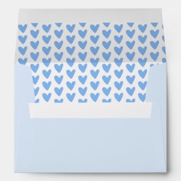 Cute Baby Blue Hearts Pattern Lined Envelopes
