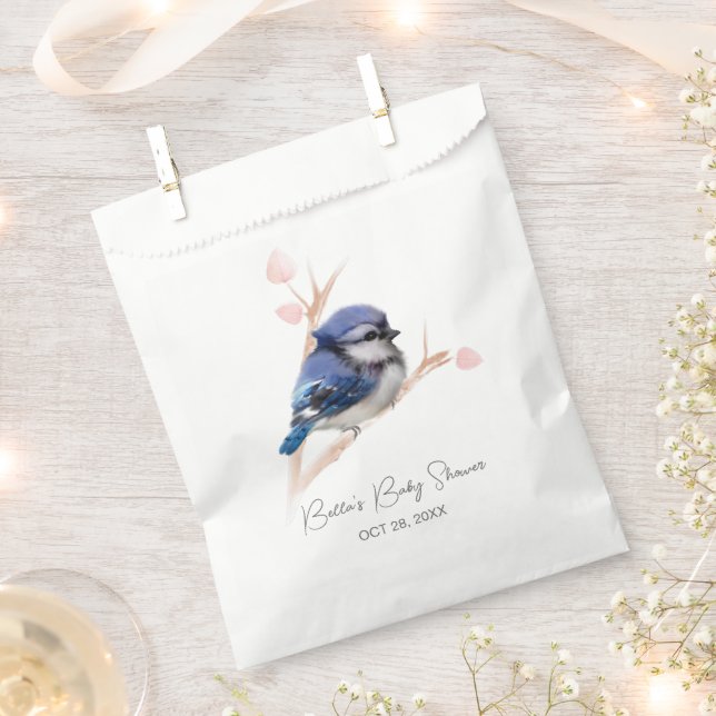 Cute Baby Blue Jay Baby Shower Favor Bag (Clipped)