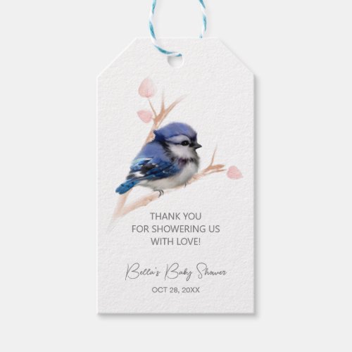 Cute Baby Blue Jay Baby Shower Gift Tags
