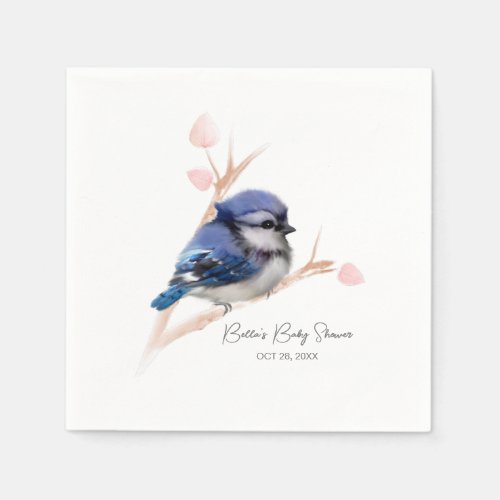 Cute Baby Blue Jay Baby Shower Napkins