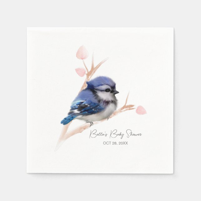 Cute Baby Blue Jay Baby Shower Napkins (Front)