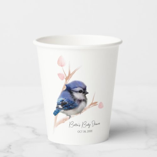 Cute Baby Blue Jay Baby Shower Paper Cups