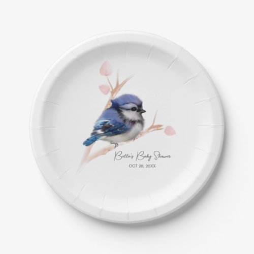 Cute Baby Blue Jay Baby Shower Paper Plates