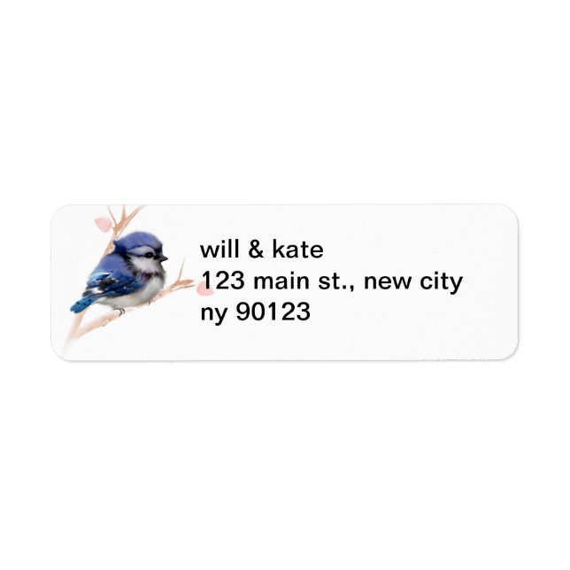 Cute Baby Blue Jay Bird Return Address Labels (Front)