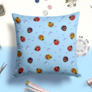 Cute Baby Blue Ladybug Insect Bug Throw Pillow