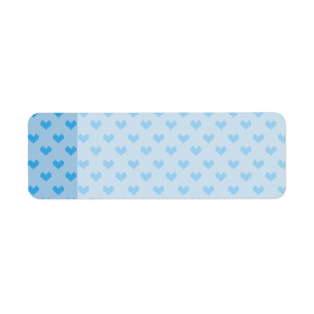 Cute Baby Blue Little Knitted Hearts Label (Front)