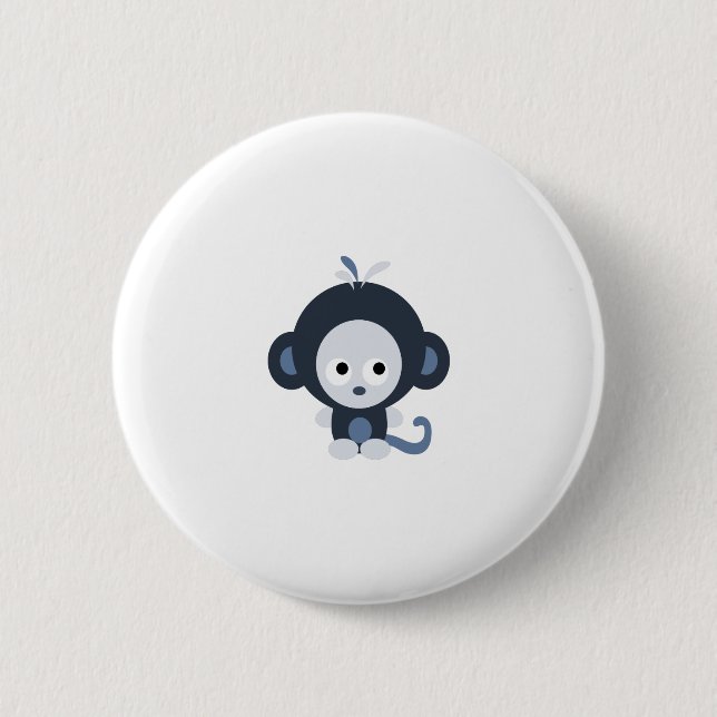 Cute Baby Blue Monkey Button (Front)