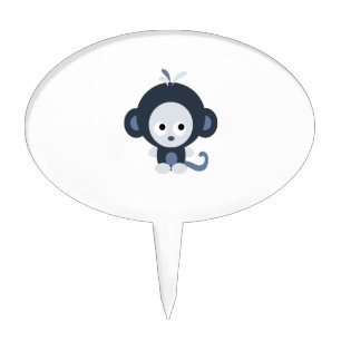 Cute Baby Blue Monkey Cake Topper