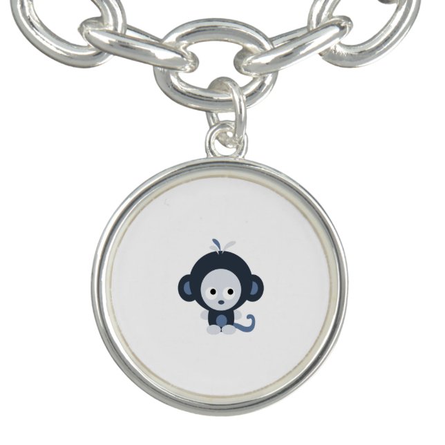 Cute Baby Blue Monkey Charm Bracelet (Design)