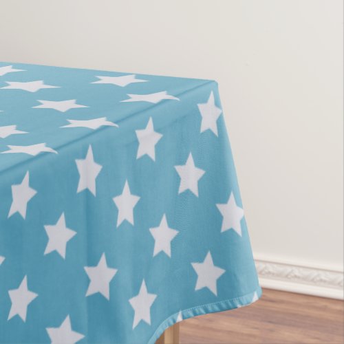 Cute Baby Blue Star Light Grey Repeat Pattern Tablecloth