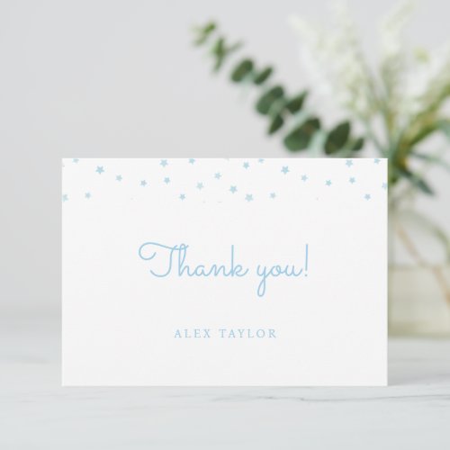 Cute baby blue stars kids   thank you card