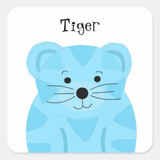 Cute Baby Blue Tiger Square Sticker