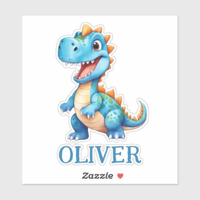 Cute Baby Blue Trex Dinosaur Personalized Sticker (Sheet)