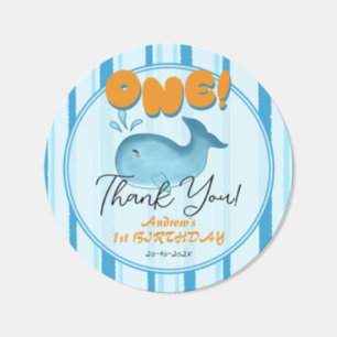 Cute Baby Blue Whale 1st Birthday Classic Round Sticker