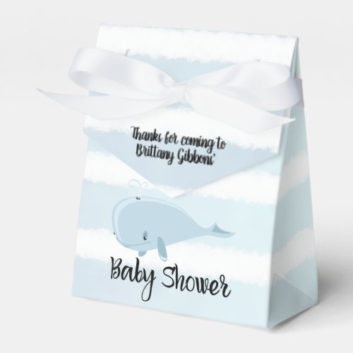 Cute Baby Blue Whale Striped Baby Shower Favor Boxes