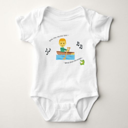 Cute baby bodysuit nursery rhyme row your boat