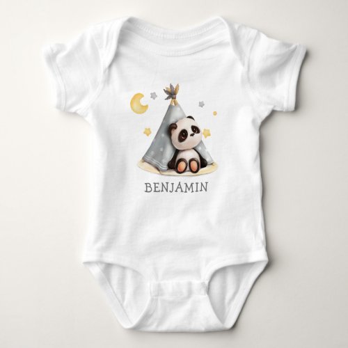 Cute Baby Boho Panda Birthday Baby Bodysuit