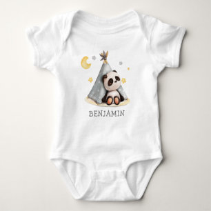Cute Baby Boho Panda Birthday Bodysuit