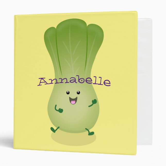 Cute baby bok choy cartoon illustration 3 ring binder (Front/Inside)