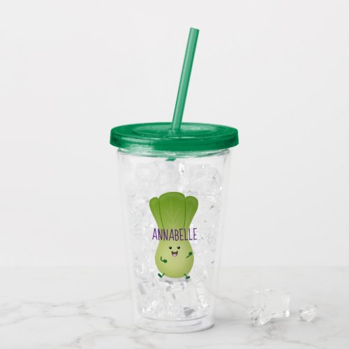 Cute baby bok choy cartoon illustration acrylic tumbler