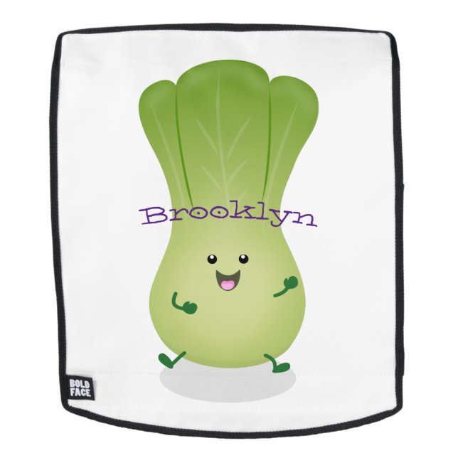Cute baby bok choy cartoon illustration backpack (Removable Face)