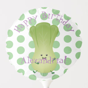 Cute baby bok choy cartoon illustration balloon