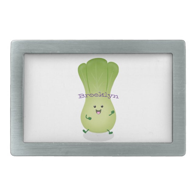 Cute baby bok choy cartoon illustration belt buckle (Front)