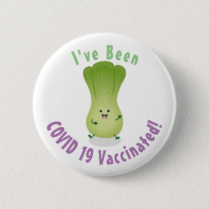 Cute baby bok choy cartoon illustration button