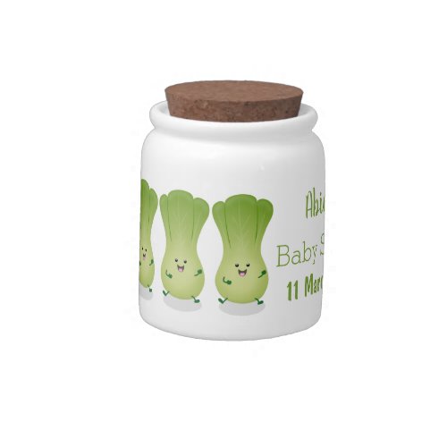 Cute baby bok choy cartoon illustration candy jar