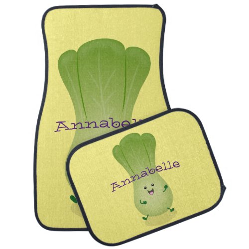 Cute baby bok choy cartoon illustration  car floor mat