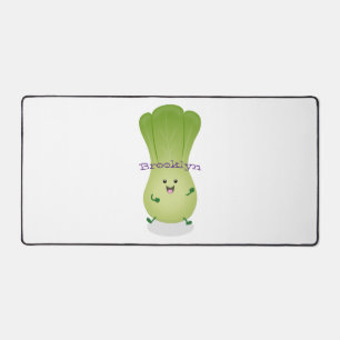 Cute baby bok choy cartoon illustration desk mat