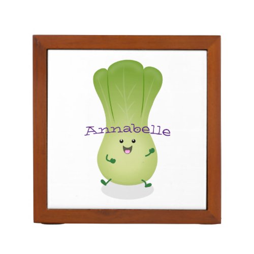 Cute baby bok choy cartoon illustration desk organizer