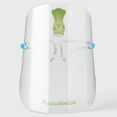 Cute baby bok choy cartoon illustration face shield