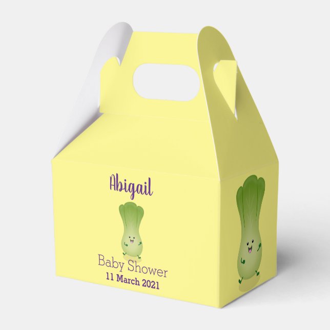 Cute baby bok choy cartoon illustration favor boxes (Front Side)