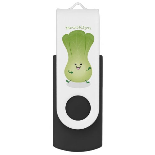 Cute baby bok choy cartoon illustration flash drive