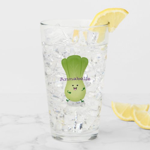 Cute baby bok choy cartoon illustration glass