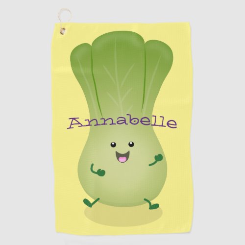 Cute baby bok choy cartoon illustration golf towel