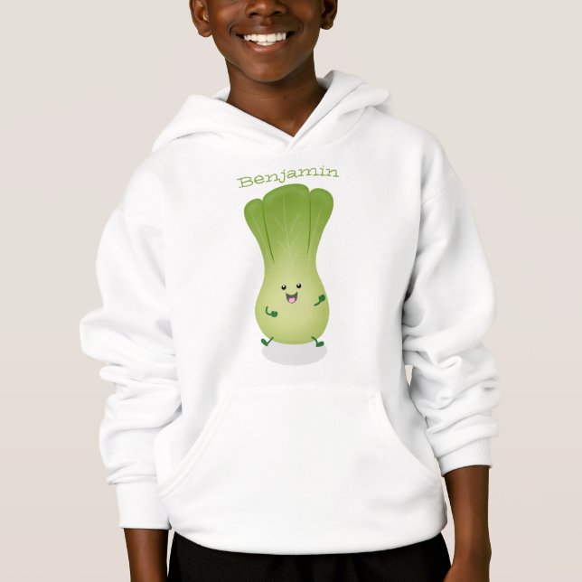 Cute baby bok choy cartoon illustration hoodie (Front)