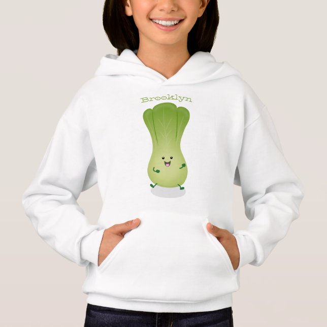 Cute baby bok choy cartoon illustration hoodie (Front)