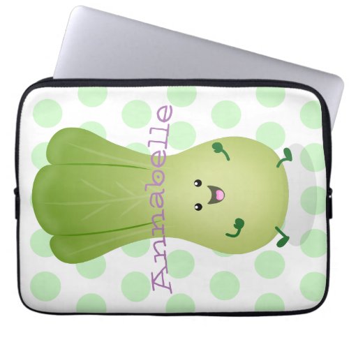 Cute baby bok choy cartoon illustration laptop sleeve