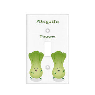 Cute baby bok choy cartoon illustration light switch cover
