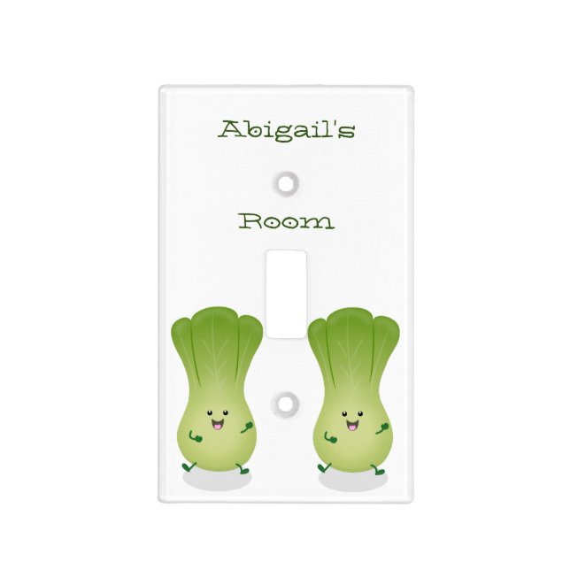 Cute baby bok choy cartoon illustration light switch cover (Front)