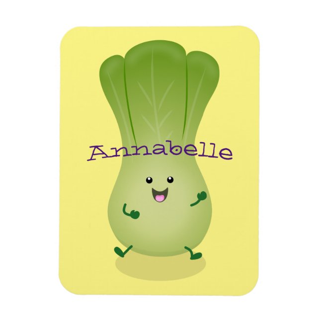 Cute baby bok choy cartoon illustration magnet (Vertical)