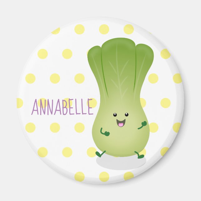 Cute baby bok choy cartoon illustration magnet (Front)
