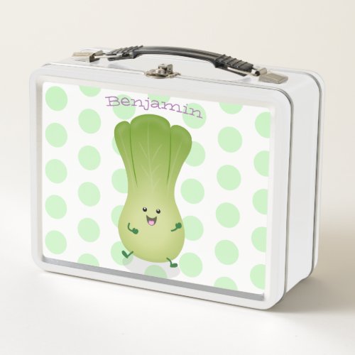 Cute baby bok choy cartoon illustration metal lunch box